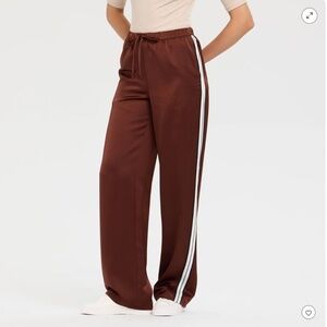 NWT Women's High-Rise Wide Leg Satin Track Pull-On Pants - A New Day